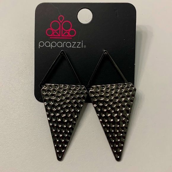 Hammered Triangular Frame Earrings - Picture 2 of 5